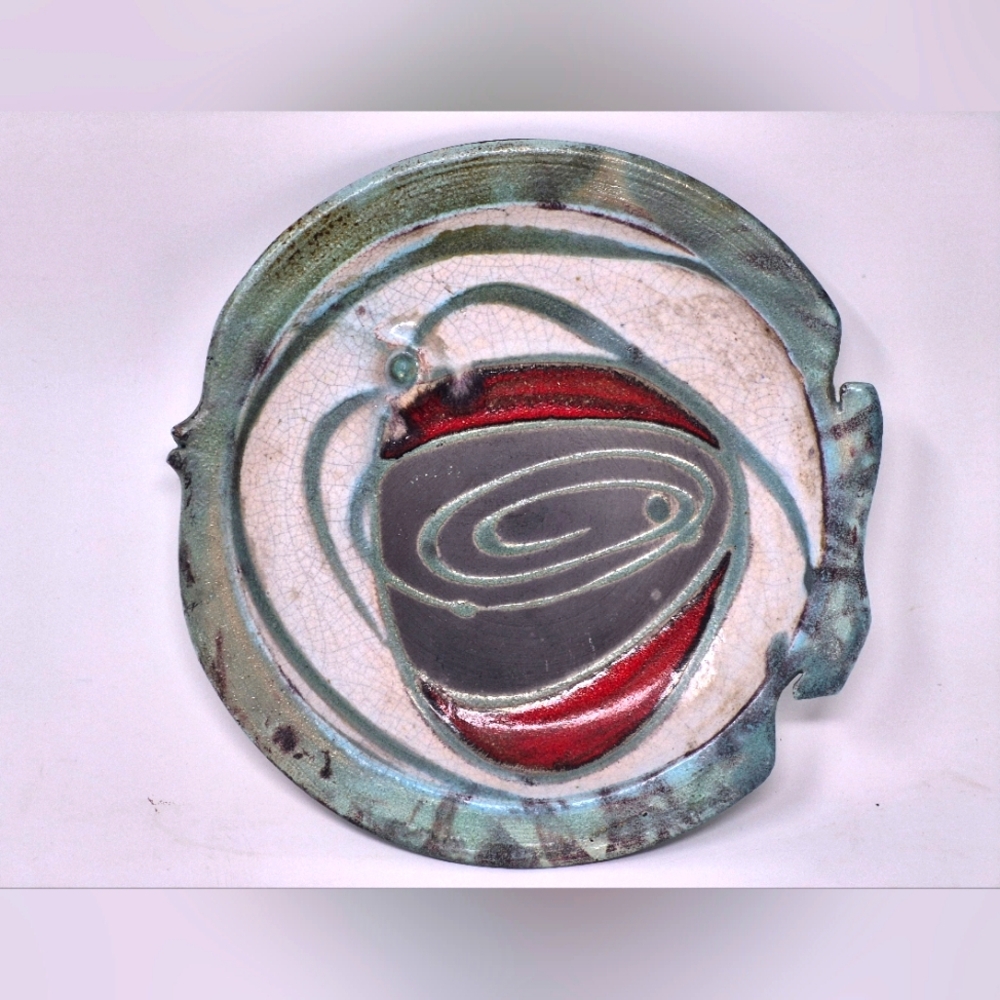 Vintage Art Pottery Abstract Fish Decorative Plate